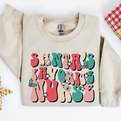 santa's favorite nurse sweatshirt, nurse christmas hoodie, hoodie gift for nurse, oversized christmas crewneck, nurse ho