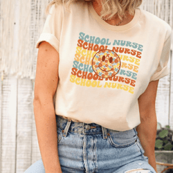 school nurse shirt, nurse shirt, school nurse sweatshirt, nurse smile face colorful shirt, nurse appreciation shirt, sch