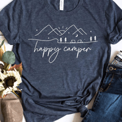 happy camper shirt, family camp shirts, tent camper gift, mountain shirt, summer camp shirt, hiking shirt, outdoor shirt