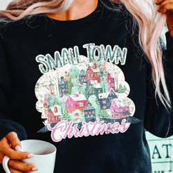 small town christmas sweatshirt, cute retro christmas shirt, vintage merry christmas sweatshirt with town design, countr