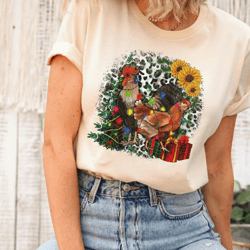 cute christmas chickens sweatshirt, chickens santa shirt, funny holiday family shirt, farm animal with christmas lights