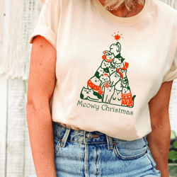 meowy christmas shirt, cat christmas shirt, cat lover christmas, kitten christmas, animal lover, cat mom christmas , cut