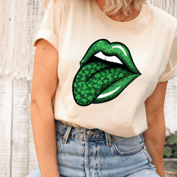 shamrock lips shirt, st patricks day shirt, lucky lip shirt, irish women, irish shirt, irish sweatshirt, patricks lucky