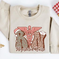 registered nurse sweatshirt, rn registered nurse hoodie, christmas hoodie gift for nurse, oversized christmas crewneck,