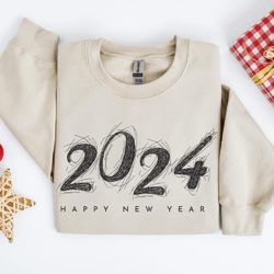 2024 happy new year sweatshirt, new year 2024 hoodie, cheers to 2024 sweatshirt, hello 2024 crewneck, christmas gift for
