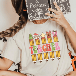 holly jolly teacher shirt, teacher christmas shirt, christmas gift for teacher, teacher appreciation crewneck, teacher s