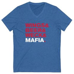 buffalo mafia - wings beer weck mafia unisex jersey short sleeve v-neck tee