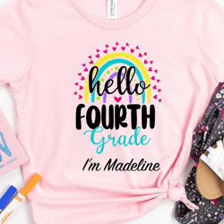 hello fourth grade shirt, 4th grade shirt, back to school shirt, first day of school shirt, hello kindergarten teacher,