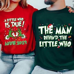 grinchmas couples pregnancy announcement sweatshirt christmas holiday gender reveal gift for expecting matching baby sh