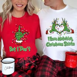 i love matching christmas shirts, his and hers matching christmas shirt, couples funny matching tee, grin couple sweatsh