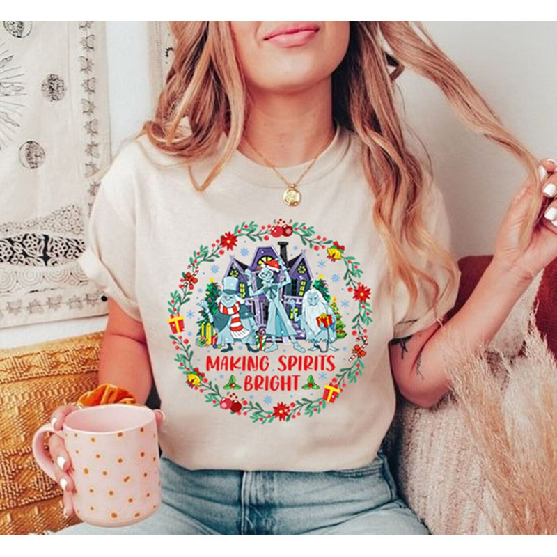 Making Spirits Bright Disneyland Christmas Shirt, Haunted Mansion, Hitchhiking Ghosts, Disneyworld Inspired Shirt, Making Spirits Gift.jpg
