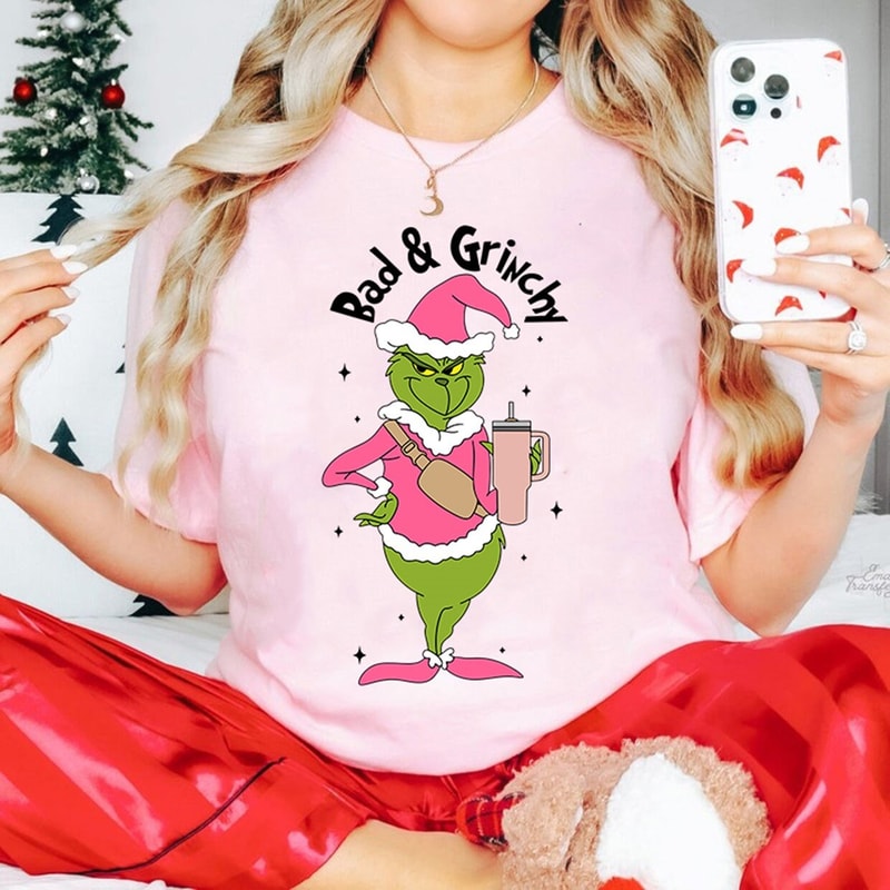 Merry Grinchmas Sweater, Grinch Bad And Grinchy Shirt, Greench Pink Shirt, Funny Christmas Shirt, Grinch Quotes Shirt Christmas Grinch Shirt.jpg