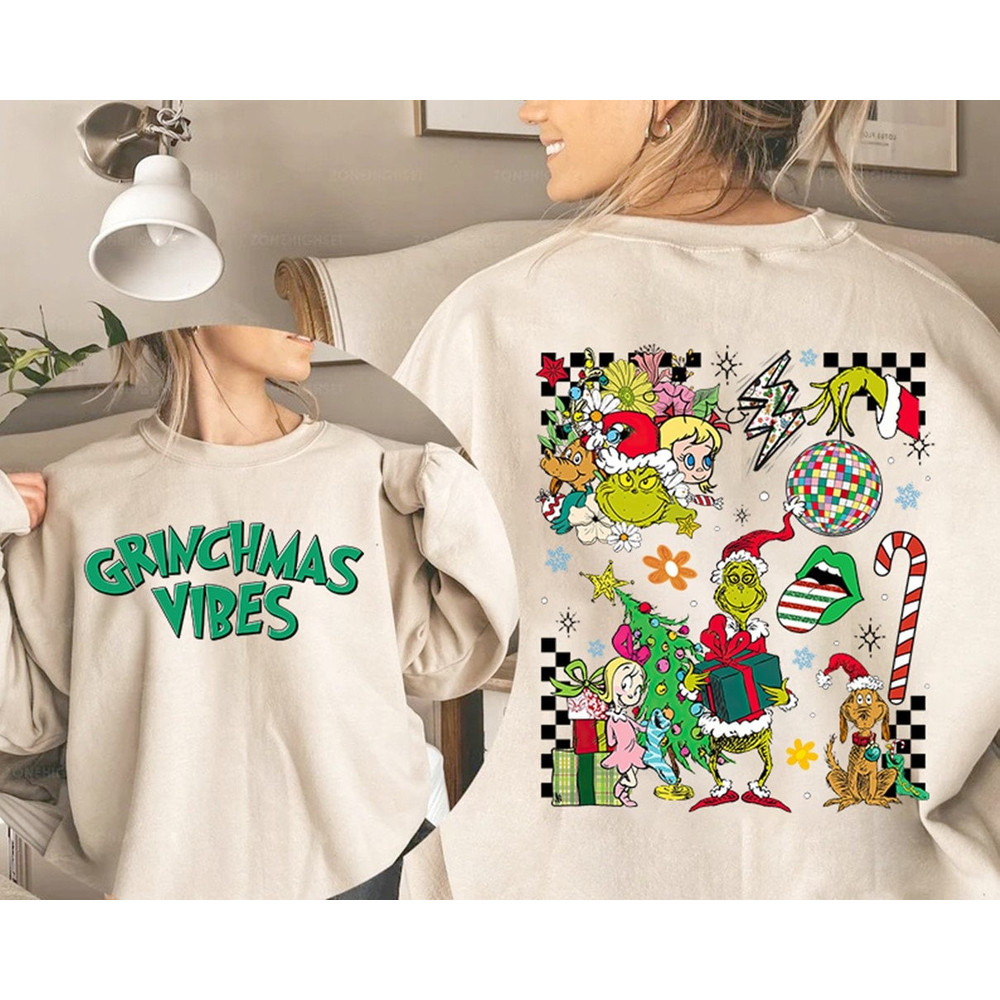 Merry Grinchmas Vibes Sweatshirt, Retro Grinch Christmas Tshirt, Christmas Doodles Shirt, Christmas Elements, The Grinch Christmas Shirt.jpg