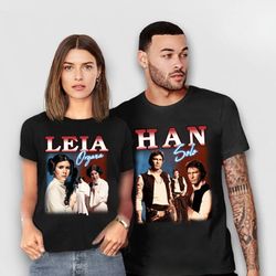 princess leia and han solo shirts, han solo leia shirt, star wars couple shirt, star wars fan gifts, han solo and leia b