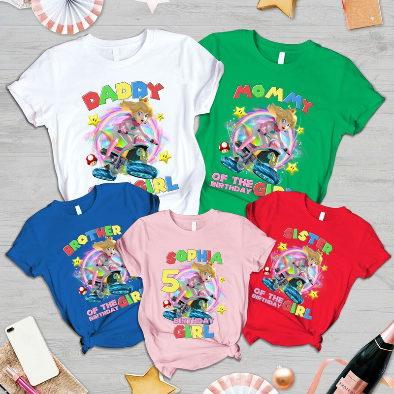 Princess Peach Birthday Shirt  Mario Princess Girls Shirt  Princess Peach Mario Shirt  Princess Peach T-Shirt  Mario Group Birthday Gift.jpg