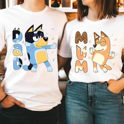 retro bluey family shirts  family matching shirts  bandit heeler shirt  bluey birthday tee  bandit chili bingo  bluey da