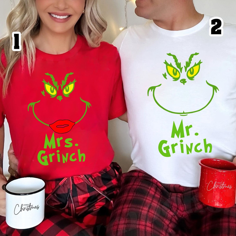 The Grinch Christmas Couples Shirts, Mr Grinch Shirt, Mrs Grinch Christmas Shirt, Grinch Matching Wife And Husband Shirt, Christmas Pajamas.jpg