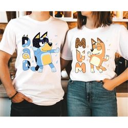 retro bluey family shirts | family matching shirts | bandit heeler shirt | bluey birthday tee | bandit chili bingo | blu