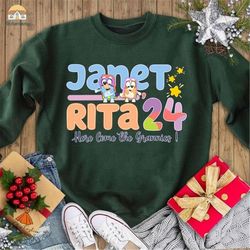 janet and rita family 2024 tshirt | bluey family christmas | blue dog christmas shirt | here come the grannies | bluey k