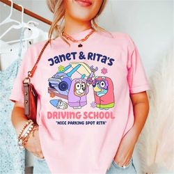 bluey and bingo janet and rita driving school nice parking spot rita comfort color shirt, bluey and bingo grannies shirt