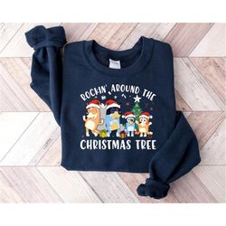 bluey christmas sweater, dancing around the christmas tree shirt,bluey holiday shirt,kids xmas tee,toddler festive shirt