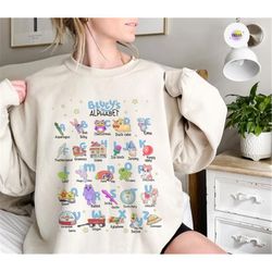 bluey alphabet shirt,bluey matching tees, bluey family shirts, bluey birthday party shirts, bluey theme shirts, kids blu