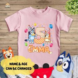 bluey bingo birthday sweatshirt, personalized bluey birthday shirt, bluey birthday girl shirt, bluey birthday boy tee, b