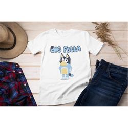 big fella bandit t-shirt | bluey simple fun dad tee | funny fashion kids tv top | father&39s day christmas gift present