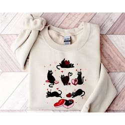 valentine black cat sweatshirt, black cat love shirt, kitten valentine shirt, cat lover gift, cat mom sweater, lover gif