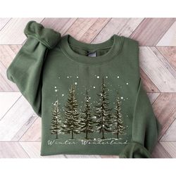 winter wonderland sweatshirt, pine tree sweatshirt, evergreen trees, gift for nature lover,  hiking shirt, nature sweats