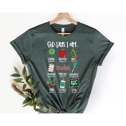 teacher god says i am shirt, teacher bible verse shirt, teacher christian shirt, teacher shirt, doodles teacher teaching
