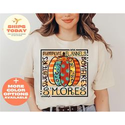 flannels pumpkins bonfires adult t-shirt