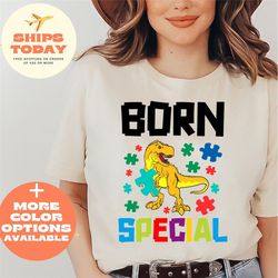 autism shirt, autism awareness shirt, autism acceptance shirt, cute dinosaur autism t-shirt, autism month tee, born to b