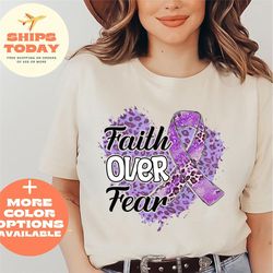 faith over fear alzheimer shirt, alzheimers awareness tee, purple ribbon alzheimers shirt, awareness month t-shirt, alzh