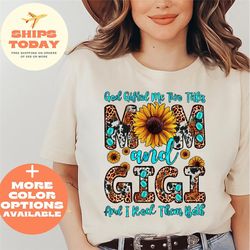 mom and gigi shirt, me two titles mom and gigi and i rock them rock, new grandma gifts, gift for grandmother, nana t shi