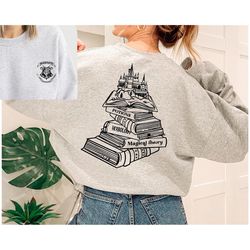 magical wizard castle unisex crewneck sweatshirt, witch shirt, cute comfy wizard book lover pullover sweatshirt, family