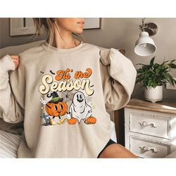 tis the season sweatshirt, ghost halloween shirt, pumpkin shirt, halloween shirt, halloween gift, trick or treat sweatsh