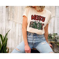 christmas shirt, women's christmas shirt, merry christmas shirt, merry and bright shirt, happy christmas t-shirt, womens