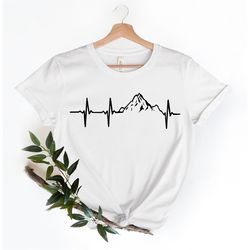 hiking shirt, mountains heartbeat tee, nature tee, shirt for hiking, nature lover shirt, gift for hiking lover, adventur