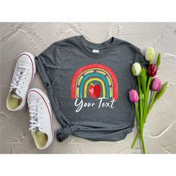 personalized school teacher shirt, back to school girls, school rainbow shirt, personalized teacher shirts, teacher pers