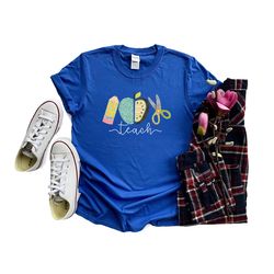 cute teacher shirt, teach shirt, teacher clothing, teacher t-shirt, back to school teacher, teacher gift, pencil apple s