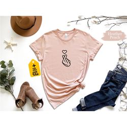 korean finger heart shirt, korean lover shirt, k-pop finger shirt, cute korean heart shirt, saranghae shirt, k pop shirt