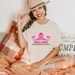 october breast cancer awareness month shirt, cancer awareness shirt, pink ribbon shirt, cancer fighter shirt, cancer sur
