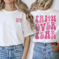 faith over fear shirt, breast cancer shirt, cancer awareness shirt, pink ribbon shirt, cancer survivor shirt, cancer fig
