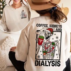funny dialysis nurse christmas sweatshirt, christmas dialysis tech shirt, skeleton christmas shirt, kidney crew xmas shi