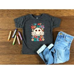 retro 100 days of school shirt, 100 days of school shirts, grovy school girls, smiley face shirt, in my 100 days of scho
