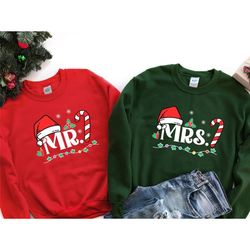 mr and mrs couple shirts, couples christmas t-shirt, matching husband wife christmas party, christmas wedding, holiday f