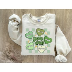 st. patrick's day sweatshirt / retro heart lucky design / positive affirmations teacher sweatshirt / st. patty's day