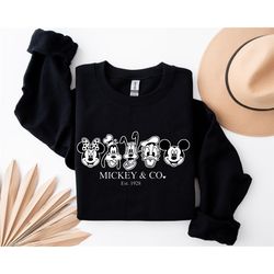vintage mickey & co 1928 sweatshirt, retro vintage disney shirt, retro mickey and co, disney friends shirt, mickey and f