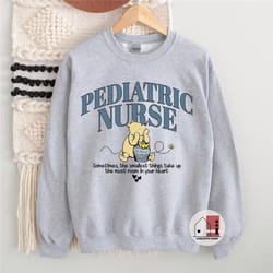 pediatric nurse sweatshirt, winnie the pooh pediatrics rn peds nursing sweatshirt, cute picu children's nurses appreciat